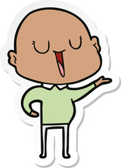 sticker of a happy cartoon bald man