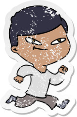 distressed sticker of a cartoon boy
