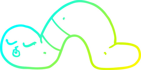cold gradient line drawing cartoon worm