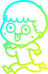 cold gradient line drawing cartoon man staring