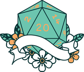 natural twenty D20 dice roll illustration