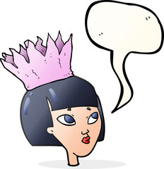 speech bubble cartoon woman wearing paper crown