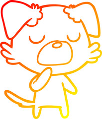 warm gradient line drawing cartoon dog