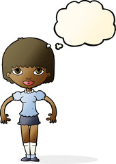 cartoon girl with thought bubble