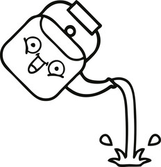 line drawing cartoon pouring kettle
