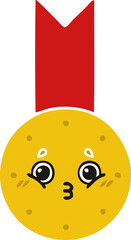 flat color retro cartoon gold medal