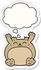 cartoon bear and thought bubble as a printed sticker