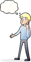 cartoon man asking question with thought bubble