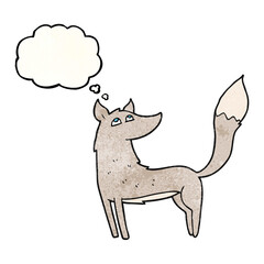 thought bubble textured cartoon wolf