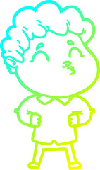 cold gradient line drawing cartoon man pouting