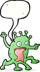 Fotobehang cartoon weird little alien with speech bubble © lineartestpilot