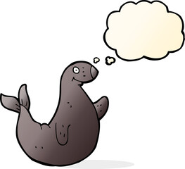 cartoon seal with thought bubble