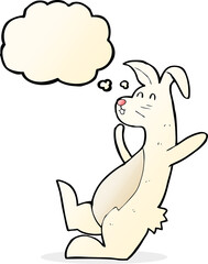 cartoon white rabbit with thought bubble