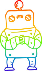 rainbow gradient line drawing cartoon robot