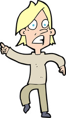 cartoon worried man pointing