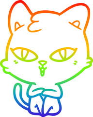 rainbow gradient line drawing cartoon cat