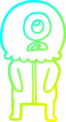 cold gradient line drawing cartoon cyclops alien spaceman