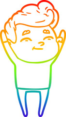 rainbow gradient line drawing happy cartoon man