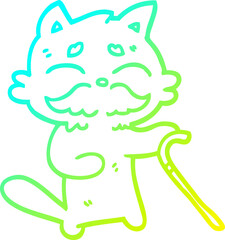 cold gradient line drawing cartoon old cat