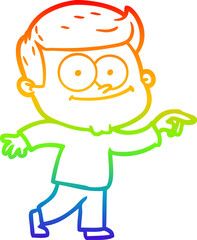 rainbow gradient line drawing cartoon happy man