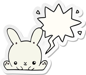 cartoon rabbit and speech bubble sticker