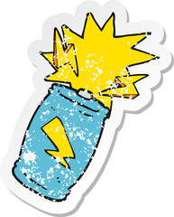 retro distressed sticker of a cartoon battery sparking