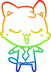 rainbow gradient line drawing cartoon cat