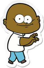 sticker of a cartoon bald man staring