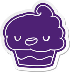 cartoon sticker kawaii of a cute cupcake