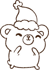 Christmas Bear Charcoal Drawing