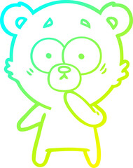 cold gradient line drawing nervous polar bear cartoon