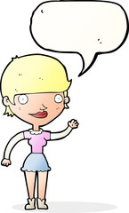 cartoon woman with idea with speech bubble