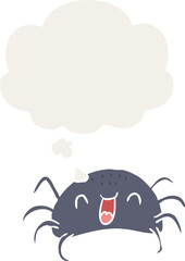 cartoon spider and thought bubble in retro style