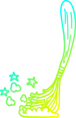 cold gradient line drawing cartoon magic broom