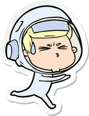 sticker of a cartoon stressed astronaut