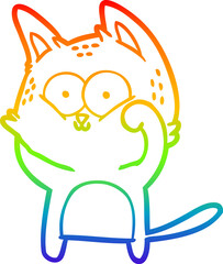 rainbow gradient line drawing cartoon cat being cute