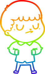 rainbow gradient line drawing cartoon grumpy boy