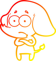 warm gradient line drawing cartoon unsure elephant