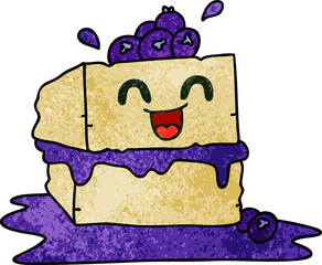 quirky hand drawn cartoon happy cake slice