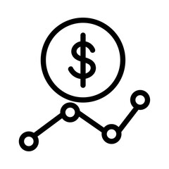 money business icon with black outline style. business, icon, symbol, note, vector, document, office. Vector illustration