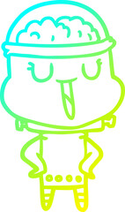 cold gradient line drawing happy cartoon robot