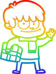 rainbow gradient line drawing happy cartoon man