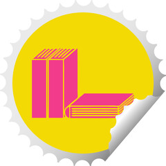 Obraz premium circular peeling sticker cartoon of books