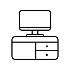 computer business icon with black outline style. business, vector, group, icon, set, symbol, people. Vector illustration