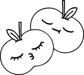 line drawing cartoon apples