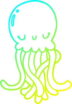 recommend clip art: cold gradient line drawing cute cartoon jellyfish