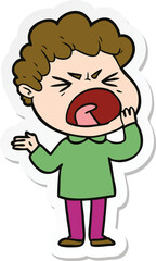 sticker of a cartoon furious man