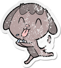 distressed sticker of a cute cartoon dog