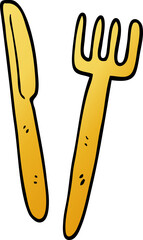 cartoon doodle knife and fork