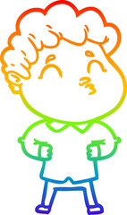 rainbow gradient line drawing cartoon man pouting